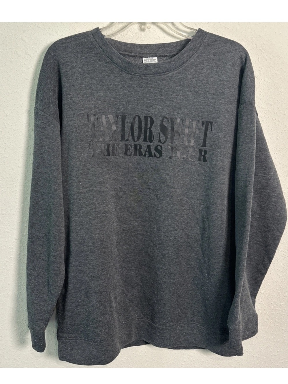 Taylor Swift The Eras Tour Gray Fleece Crewneck Sweatshirt Sz Small Double Sided